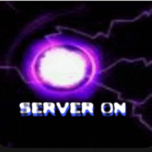 a purple lightning bolt and the words server on