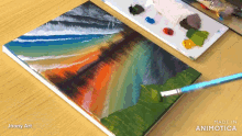 a painting is being painted on a canvas with the words made in animotica on the bottom