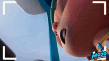 a close up of a cartoon character with mojo swortops written on it