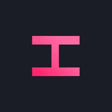a pink letter i on a black background