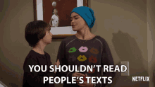 You Shouldnt Read Peoples Texts Isabel May GIF - You Shouldnt Read Peoples Texts Isabel May Katie Cooper GIFs
