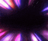 a dark tunnel with purple and pink lights coming out of the walls