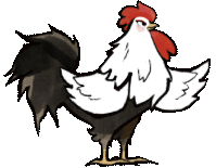 a cartoon of a rooster with a red crest