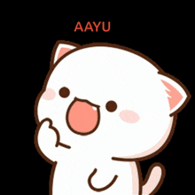 a cartoon cat with the word aayu written above it