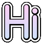 a sticker of the letter h with a gradient of pink to blue .