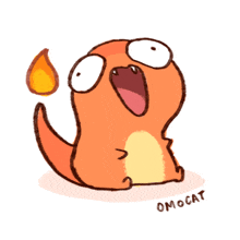 a cartoon drawing of a lizard with its mouth open and the name omocat below it