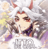 a cartoon character with horns and the word itto de cam
