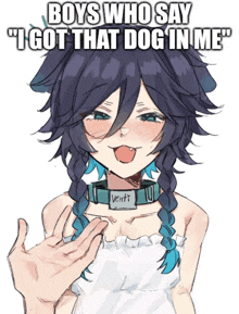 a drawing of a girl with a dog collar that says venti on it