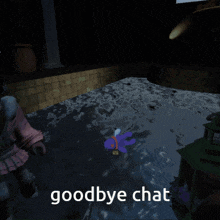 a silhouette of a building with the words goodbye chat written on it