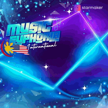 a poster for music euphoria international shows a blue and purple background