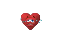 a cartoon heart is crying with tears coming out of its eyes