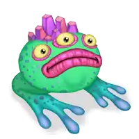 a green frog with a surprised look on its face