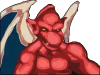 a cartoon drawing of a red monster with wings