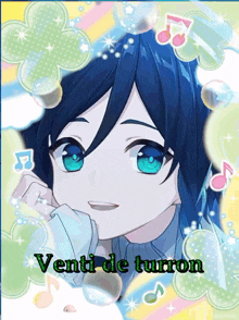 a picture of a boy with the words venti de turron written below him
