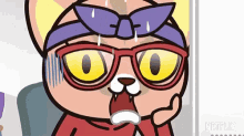 a cartoon cat wearing glasses and a headband with the word netflix in the corner
