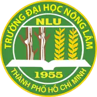 a green and yellow logo for nlu shows trees and wheat