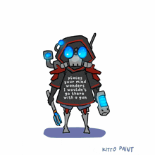 a drawing of a robot with a shirt that says places your mind wanders