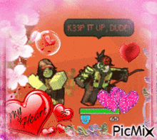 a picture of a video game character with a heart that says my heart