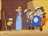 a group of cartoon characters are standing next to each other including a princess