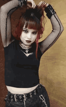 gothic goth girl redhead fishnet