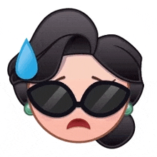 a cartoon of a woman wearing sunglasses and a tear running down her face .