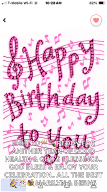 a t-mobile phone displays a happy birthday message