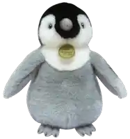 a stuffed penguin has a tag on its neck that says mighty joe