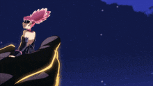 a cartoon character with pink hair and a heart on her chest