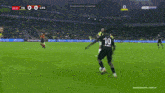 a soccer game is being played and the score is 0-0