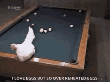 hen eggs laying eggs pool table