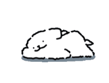 a black and white drawing of a dog laying down on its back .