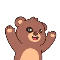 a cartoon brown teddy bear with a youtube logo on his eye