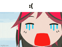 a cartoon of a girl with tears coming out of her eyes and a smiley face