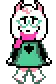 a pixel art of a sheep with glasses and a scarf .