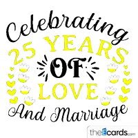 a 25th anniversary greeting card celebrating 25 years of love and marriage