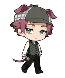 a cartoon of a detective with a dog 's tail