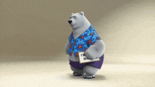 a polar bear holding a sign that says " i 'm what "