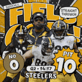 a poster for the pittsburgh steelers shows a coach and two players