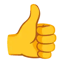 a yellow hand giving a thumbs up sign on a white background