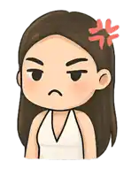a cartoon of a girl with a flower in her hair making an angry face