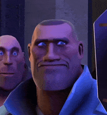 a close up of a cartoon character 's face with blue eyes