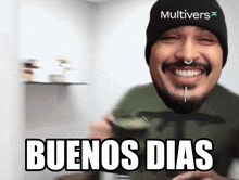 a man wearing a beanie that says multiverse on it