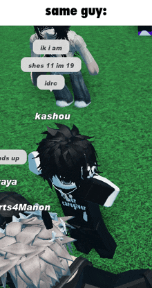 a screenshot of a video game with the words same guy on it