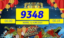 a poster for museum bola toto macau with a dragon