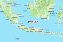 a map showing the java sea and surrounding islands