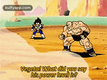 a cartoon of a man standing next to a cartoon character .
