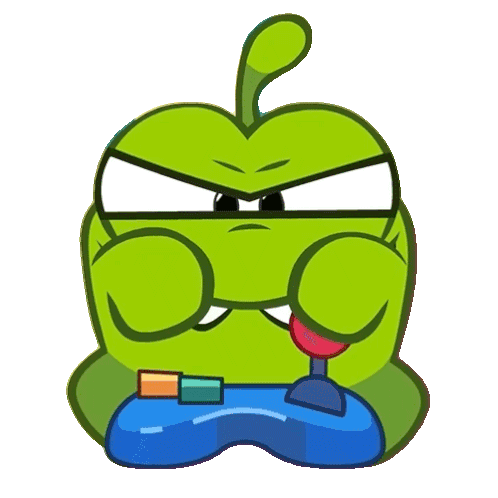 Playing Video Game Om Nom Sticker - Playing video game Om nom Cut