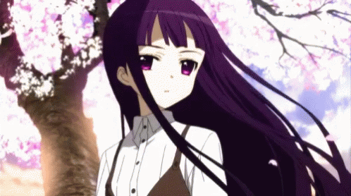 anime girl long hair in the wind