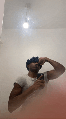 a man taking a selfie in front of a mirror