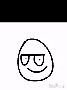 a black and white drawing of an egg with a smiling face on it